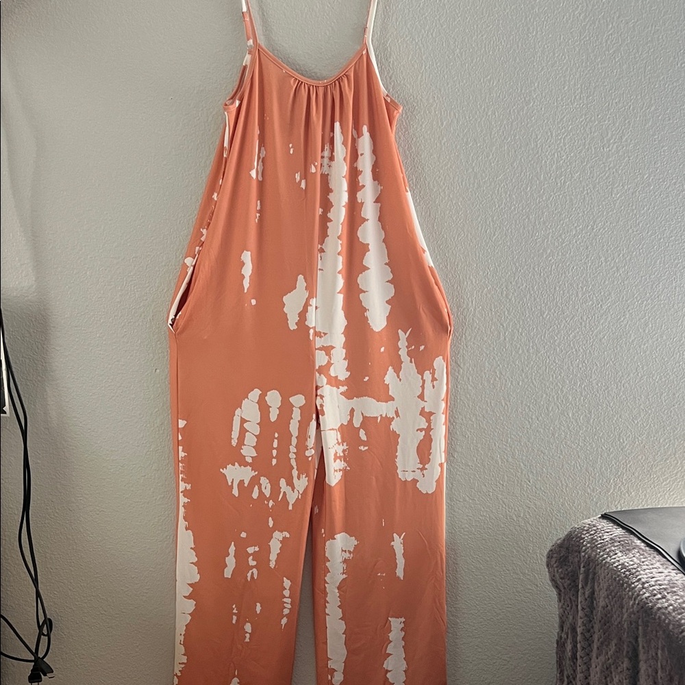 Stylish Orange and White Jumpsuit